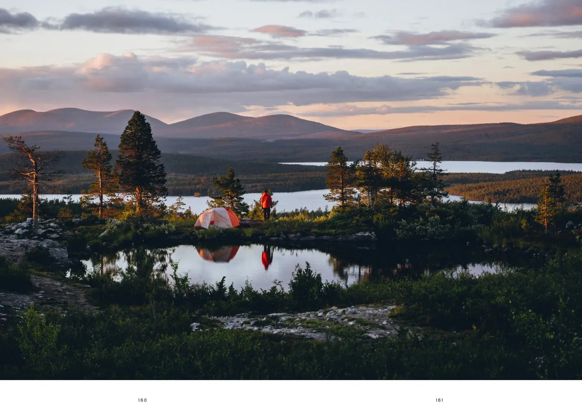 Hardcover book celebrating the lifestyle of eating and living out in nature, from camping , hiking to family picnics with beautiful photography of Finnish life in Food in the Woods by Cozy Publishing.