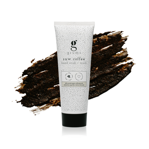 Grums raw coffee hand scrub & wash to improve skin tone, texture and circulation with a deep cleaning & anti odour effect.
