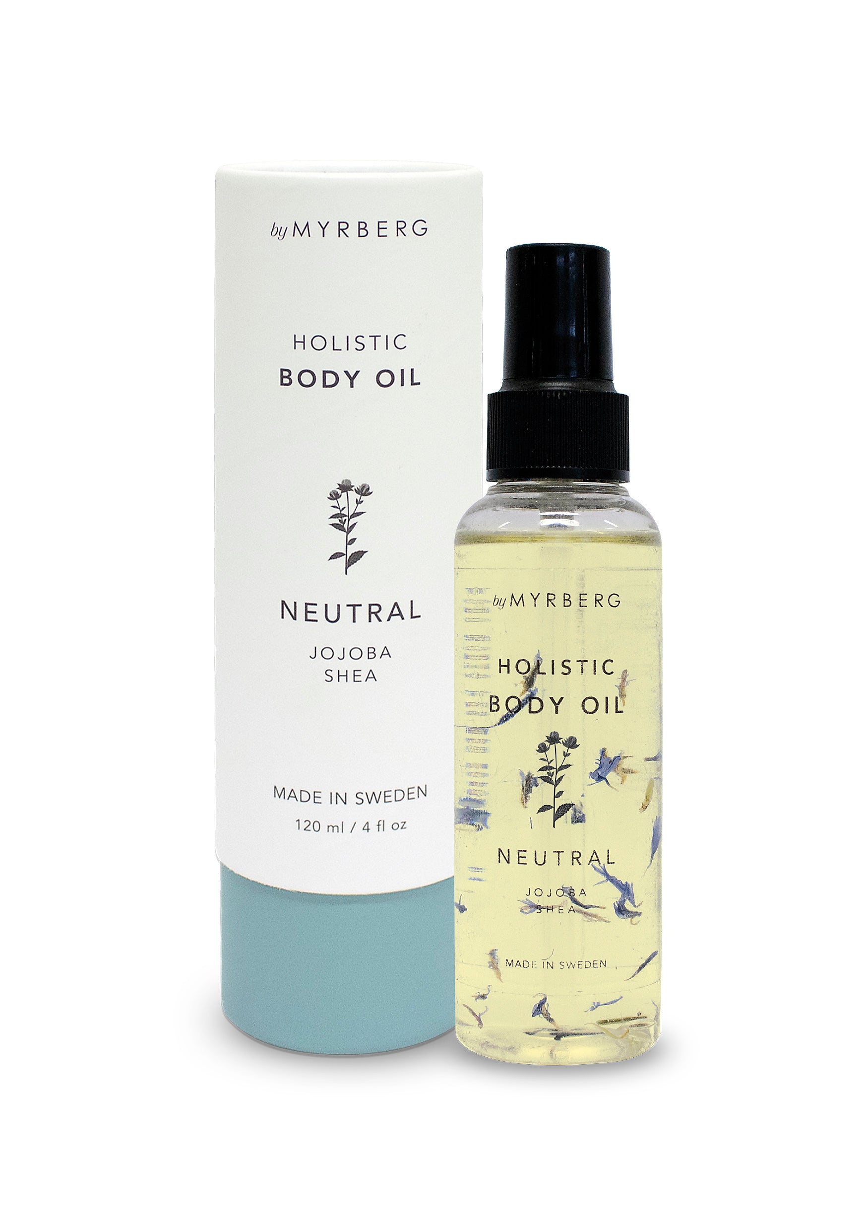 Luxury, natural body oil for massage, cupping or to nourish the skin with mild oils of jojoba & shea ols to bring calming effects into your own home spa. By Myrberg