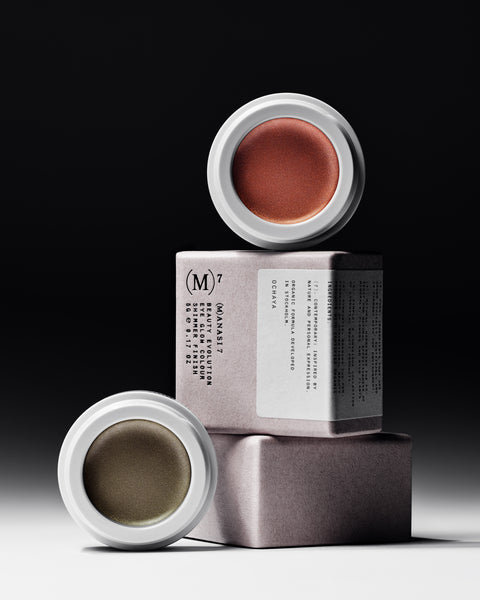 Golden copper tones of cream eye colour for all skins. All natural and organic in minimalist white pots from Swedish cult make up brand Manasi7