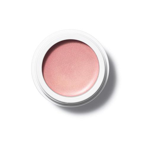 Soft gold-meets-pink tones of multi use natural and organic highlighter for all skins in minimalist white pots from Swedish make up brand Manasi7