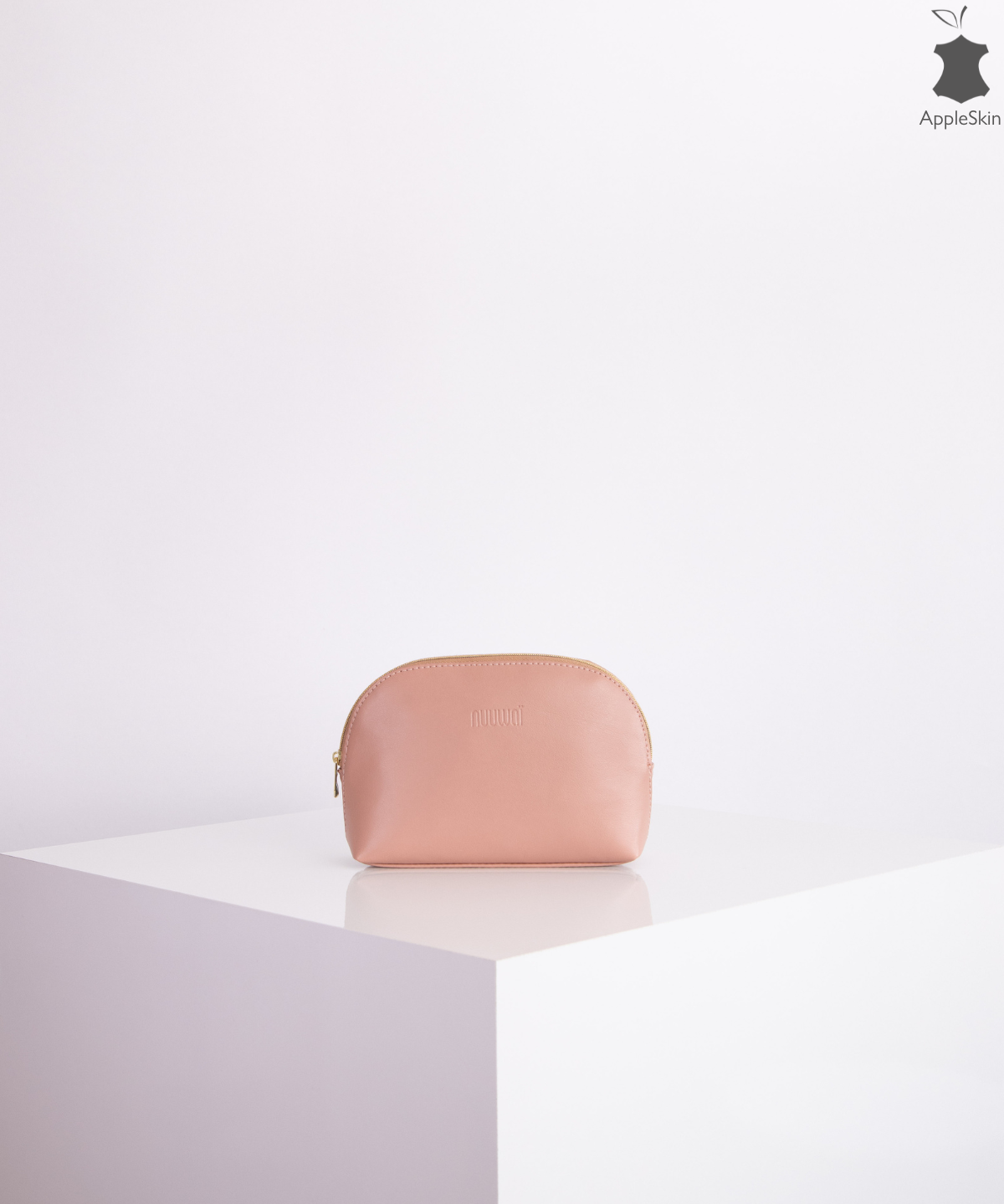 Small size beige pink vegan leather luxury make up bag for ethical and sustainable solutions with style., made in EU by Nuuwai