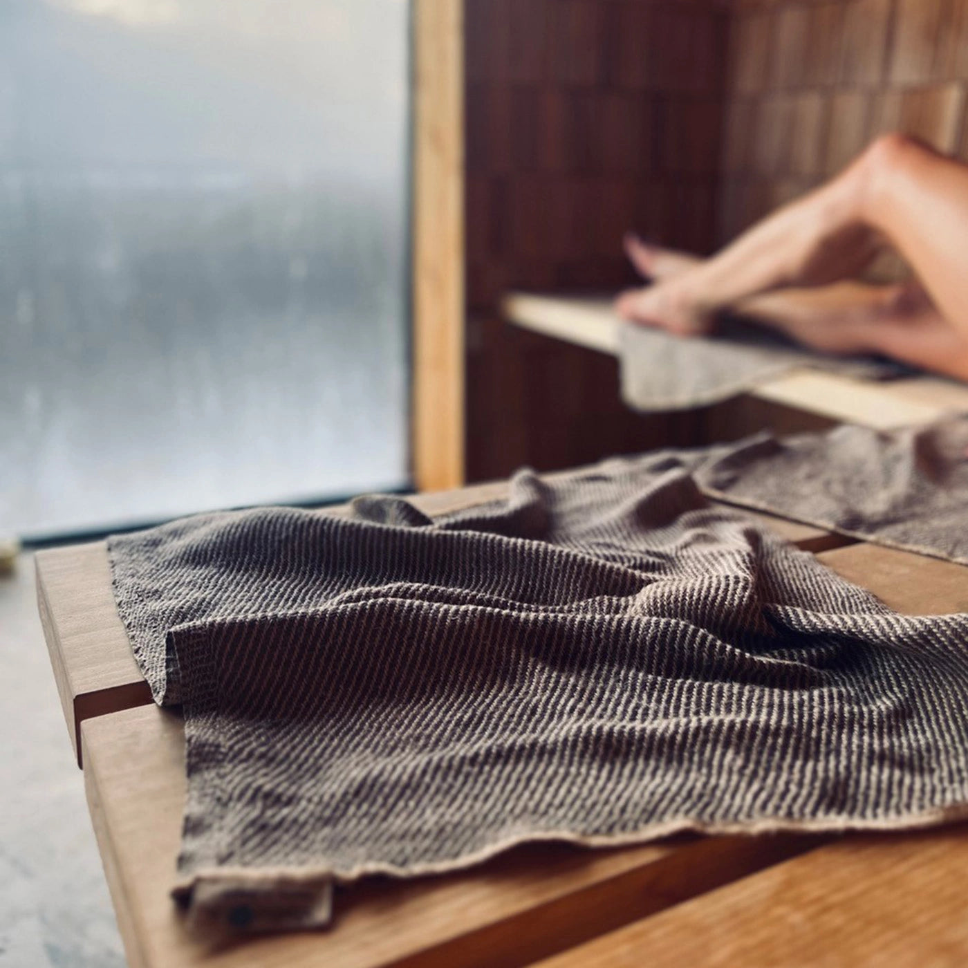 100% linen cloths  to sit on in the sauna for hygiene and comfort. Easy to wash, dry without odour and will last for years due to traditional manufacture in Sweden by Växbo Lin