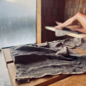 100% linen cloths  to sit on in the sauna for hygiene and comfort. Easy to wash, dry without odour and will last for years due to traditional manufacture in Sweden by Växbo Lin